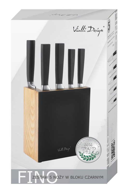 Vialli Design - Zestaw 5 kutych noży w bloku FINO czarny
