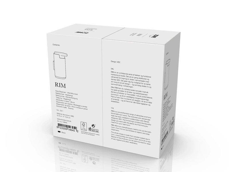 Zone Denmark - Dozownik do mydła ścienny Rim Black