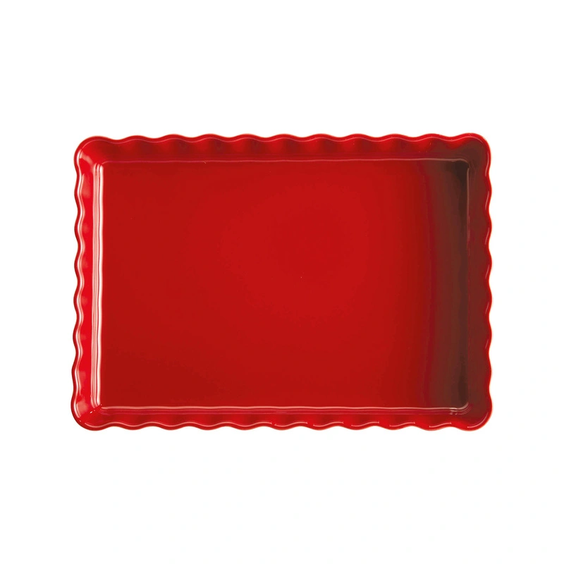 Emile Henry - Głębokie, prostokątne naczynie do tarty - 24x34cm - czerwony