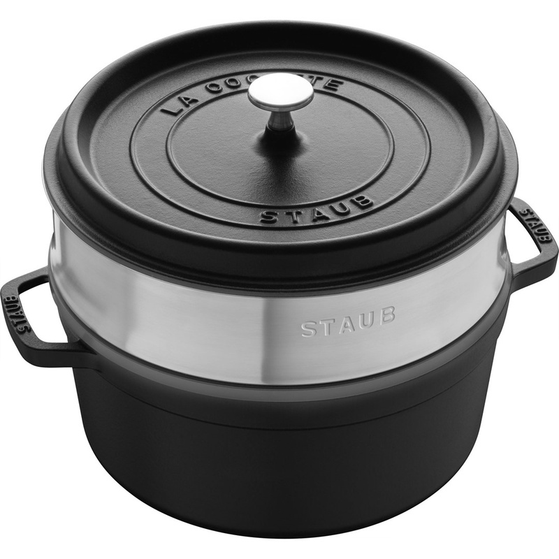 Staub - garnek brytfanna żeliwna z wkładem do gotowania na parze czarna 4,6 l 26 cm