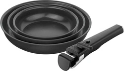 Zwilling - UNLOCK Zestaw 3 patelni ceramicznych + uchwyt - czarny