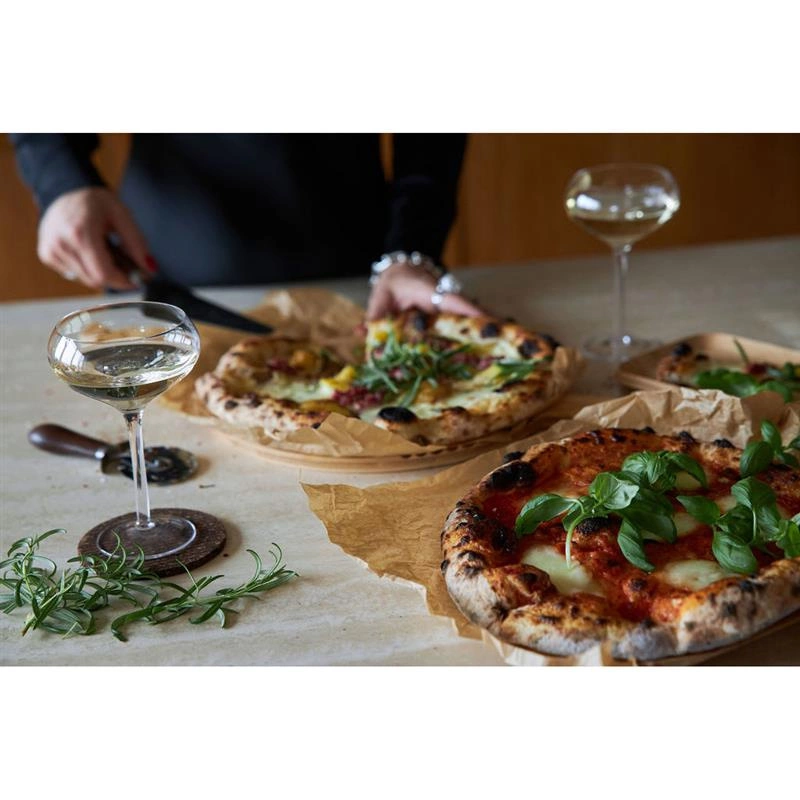 Sagaform - nóż do pizzy i łopatka do ciasta, drewno wenge/stal nierdzewna Astrid