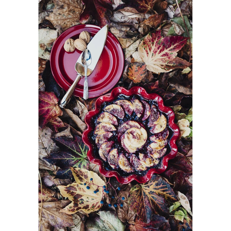 Emile Henry - Naczynie do pieczenie z falbaną - 27cm - czerwony