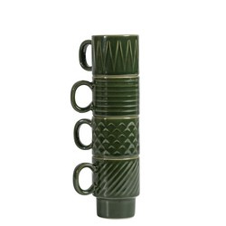 Sagaform - filiżanki do espresso, 4 szt., zielone, ceramika, 0,1 l Coffee & More