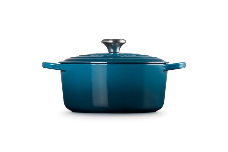 Le Creuset brytfanna żeliwna emaliowana Signature okrągła 24 cm 4,2 l deep teal