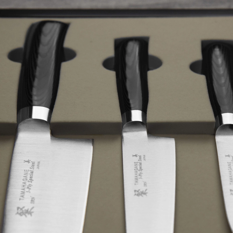 Tamahagane - SAN Black VG-5 Zestaw 3 noży w drewninym pudełku