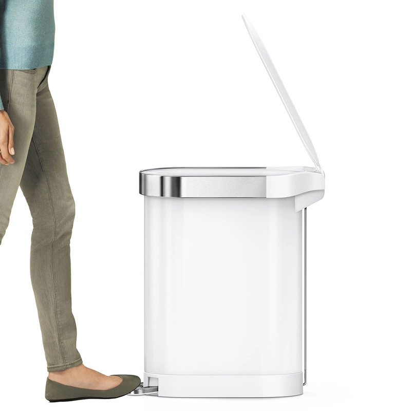 simplehuman - Kosz na śmieci 45L pedałowy SLIM - biały