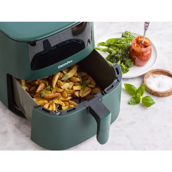 GreenPan - Frytkownica beztłuszczowa Airfryer 7,2 L zielona