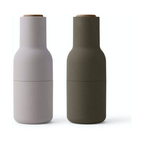 Menu - zestaw młynków do soli pieprzu Bottle Grinder Hunting Green Beige walnut lid
