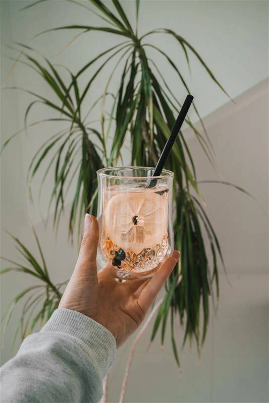 Vialli Design - Słomki szklane czarne 20cm zestaw 6 sztuk ze szczoteczką