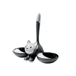 A di Alessi - podwójna miska dla kota, szara TIGRITO