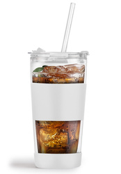 Vialli Design - Kubek termiczny szklany ze słomką 600 ml biały Fuori