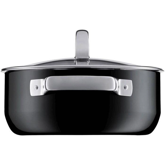 WMF - Garnek niski z pokrywką 20 cm czarny Fusiontec