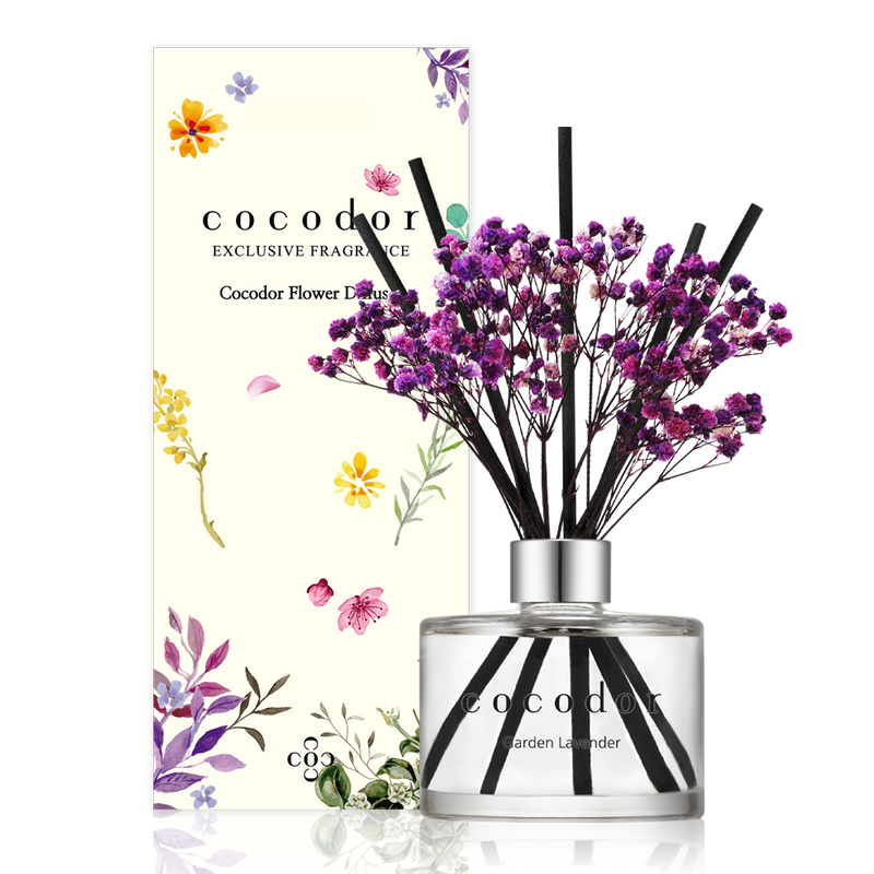 Cocodor - Dyfuzor zapachowy z patyczkami i prawdziwymi kwiatami 200 ml Garden Lavender