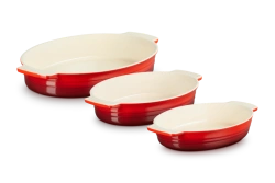 Le Creuset  -  Kamionkowy zestaw 3 form owalnych wiśniowy
