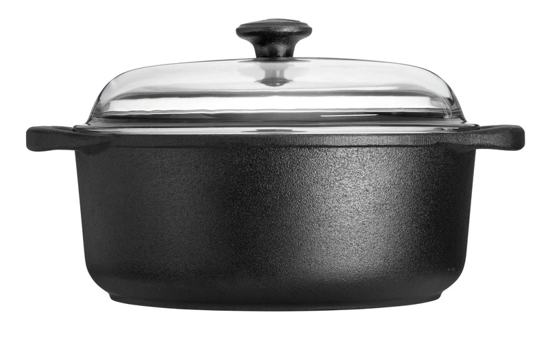 Skeppshult - Garnek żeliwny ze szklaną pokrywą - 4 ltr, czarny