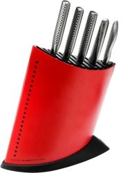 Global - Komplet 5 noży w czerwonym bloku GKB-52CR