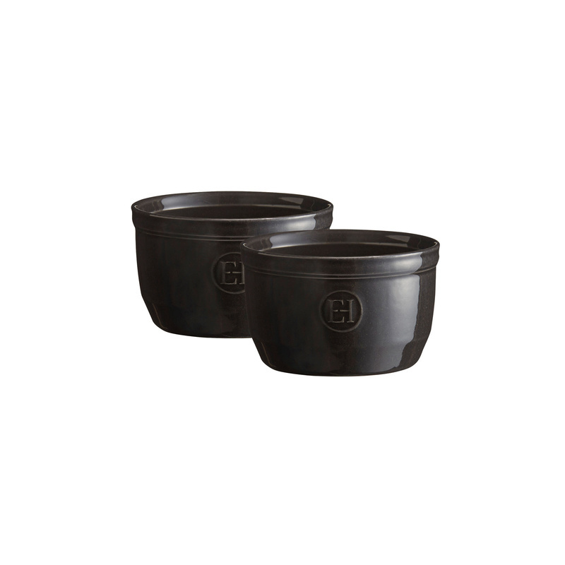 Emile Henry - Zestaw dwóch miseczek do zapiekania typu ramekin - N°10 - czarny