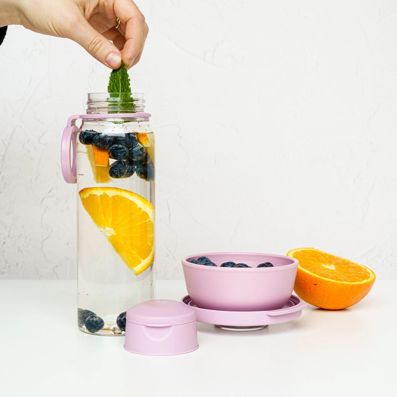 Amuse - Butelka na wodę 500 ml z uchwytem - różowa