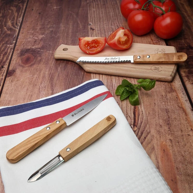 Jean Dubost - Zestaw 3 nożyków kuchennych - drewno oliwne - pudełko L'ELYSEE