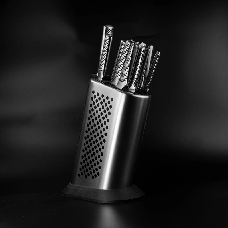 Global - Zestaw noży w gładkim bloku w kropki 11 częściowy