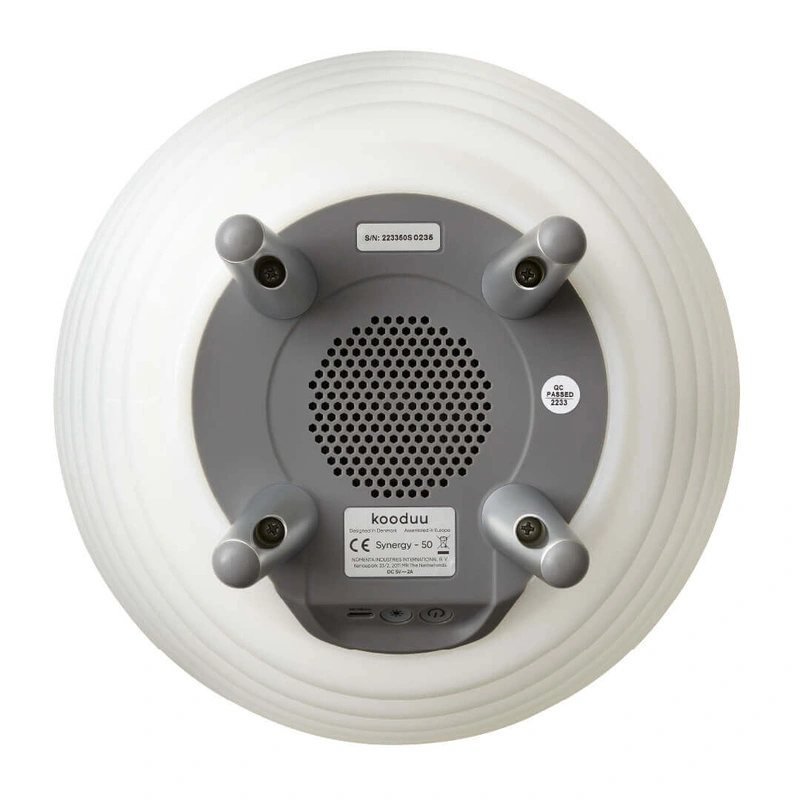 Kooduu - SYNERGY 50 Lampa LED z głośnikiem i coolerem na napoje - 56 x 32 cm, Biały