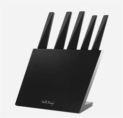 Vialli Design - Zestaw 5 noży w bloku VOLO z powłoką nieprzywierającą czarny