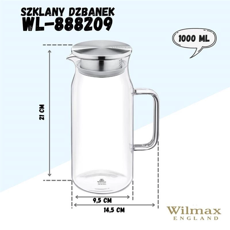 Wilmax - Dzbanek szklany do napojów 1.0 l Slim