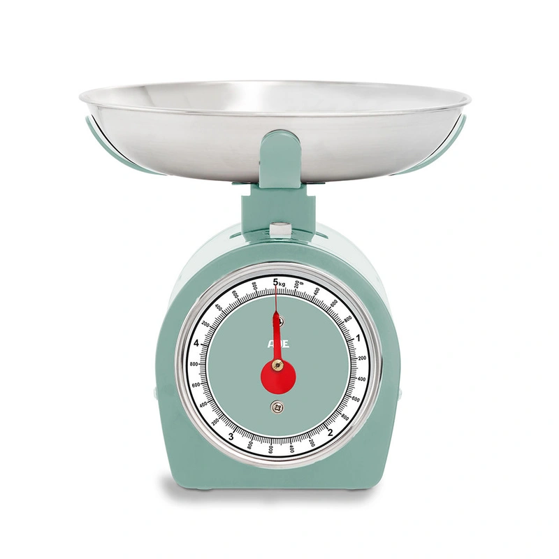 ADE - mechaniczna waga kuchenna z miską, do 5 kg, 0,8 l, 20,5 x 20,5 x 20 cm, miętowa Shirley