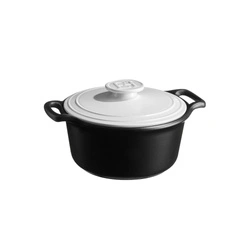 Emile Henry - Garnek ceramiczny SUBLIME+ 5,5L - czarny z białą pokrywą