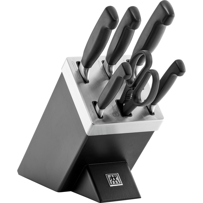 Zwilling - Zestaw 5 noży w bloku samoostrzącym Four Star czarny