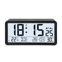 ADE - zegar elektroniczny z dużym wyświetlaczem, 19 x 5 x 9 cm, czarny