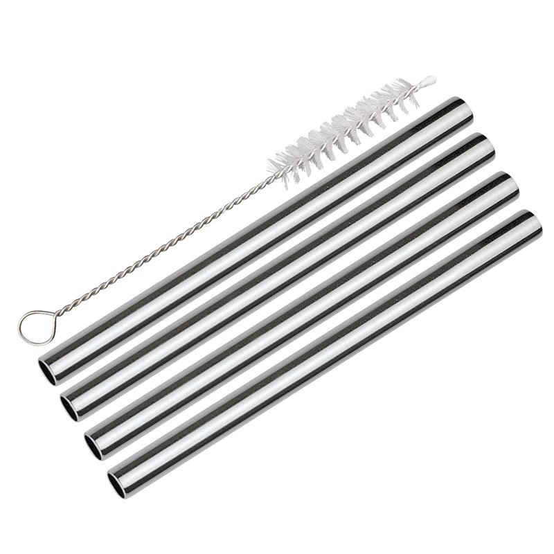 Cilio - szerokie słomki do napojów, 4 szt., stal nierdzewna, śred. 0,8 x 14 cm Steel Piccolo