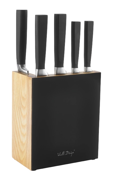 Vialli Design - Zestaw 5 kutych noży w bloku FINO czarny