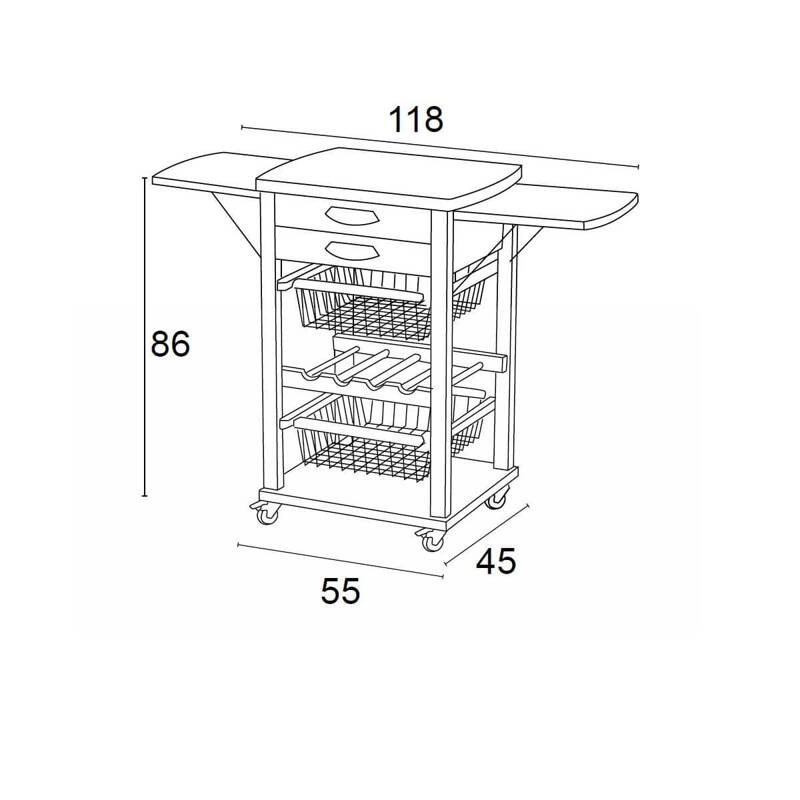 ARREDAMENTI - SANTIAGO Wózek kuchenny - 55 x 45 cm, Brązowy