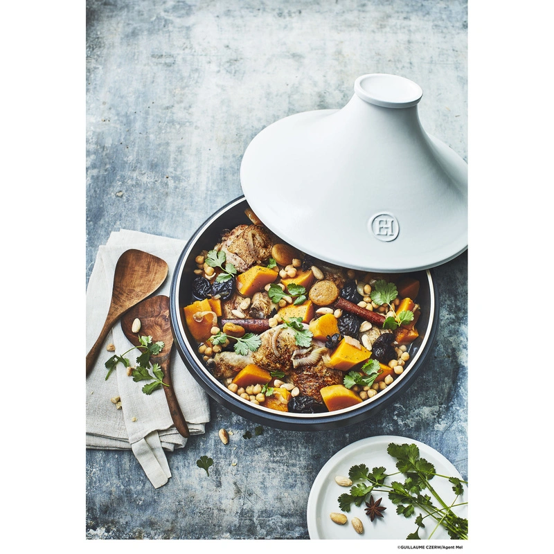 Emile Henry - Tagine Delight indukcja 33cm 4l - biało-czarny
