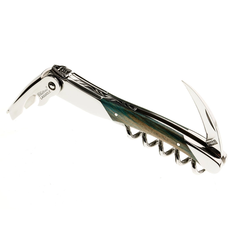 Château Laguiole - Korkociąg Château Laguiole z linii Grand Cru - drewno bukowe barwione na niebiesko