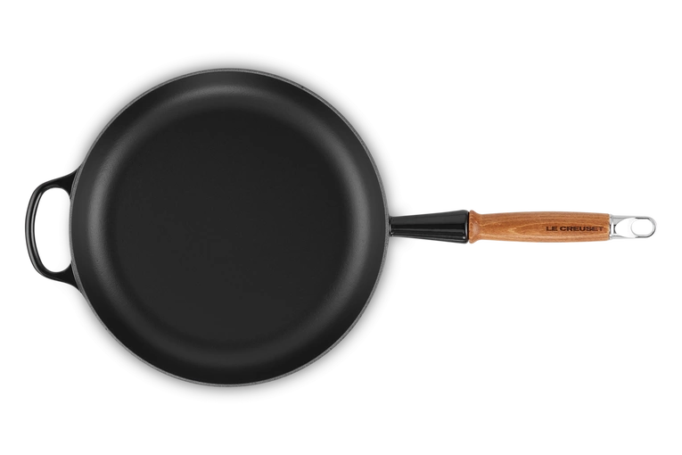 Le Creuset - patelnia żeliwna z drewnianym uchwytem 26 cm czarna