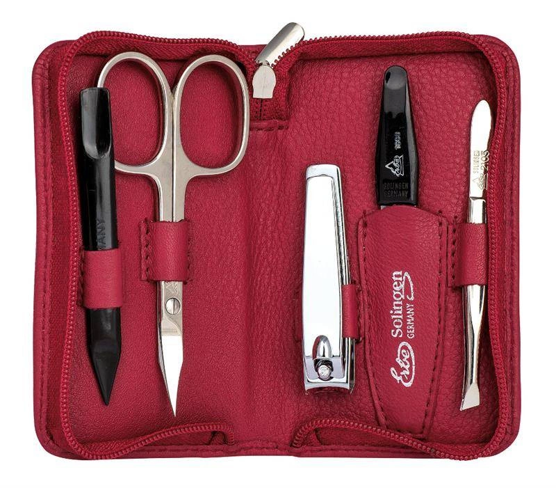 Erbe Solingen - Zestaw do manicure 5 cz. stal niklowana czerwony