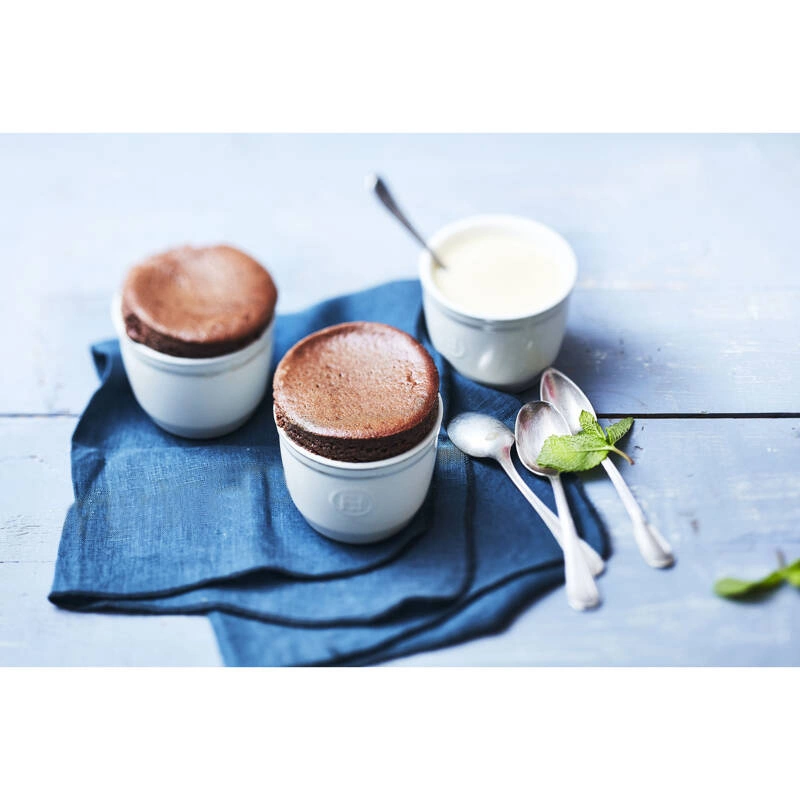 Emile Henry - Zestaw dwóch miseczek do zapiekania typu ramekin - N°8 - kremowy