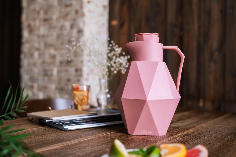 Vialli Design - Termos z wkładem szklanym 1L GEO różowy