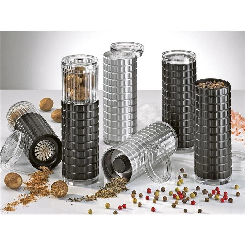 Cilio - młynek do przypraw, aluminium/ceramika, śred. 4,5 x 12,5 cm, metaliczny Pisa