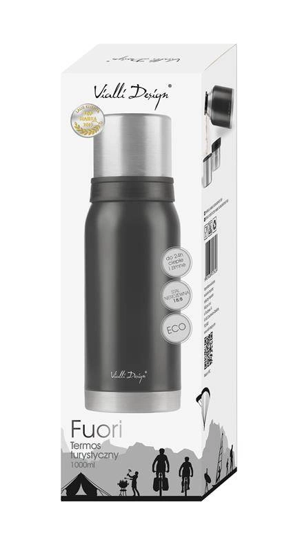 Vialli Design - Termos turystyczny 1L FUORI grafitowy