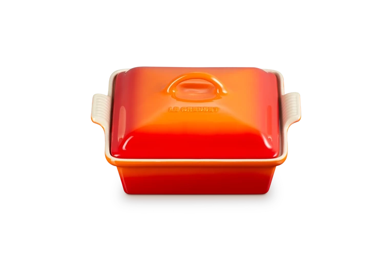 Le Creuset - Kwadratowa forma z pokrywką 23 cm płomienny