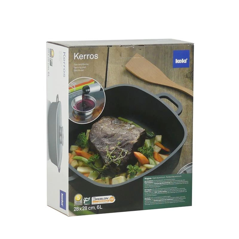 Kela - Naczynie kwadratowe 6l+pokrywa szklana Kerros