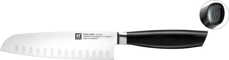 Zwilling - nóż Santoku z rowkami 18 cm czarny All * Star