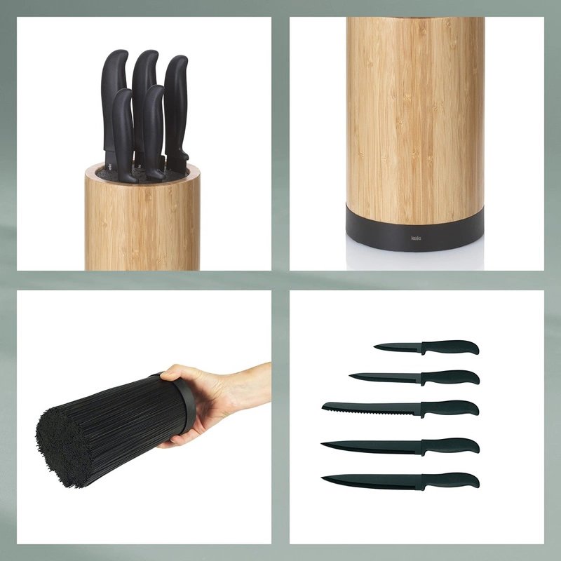 Kela - Zestaw 5 noży w bloku 6el.czarny bambus Acida