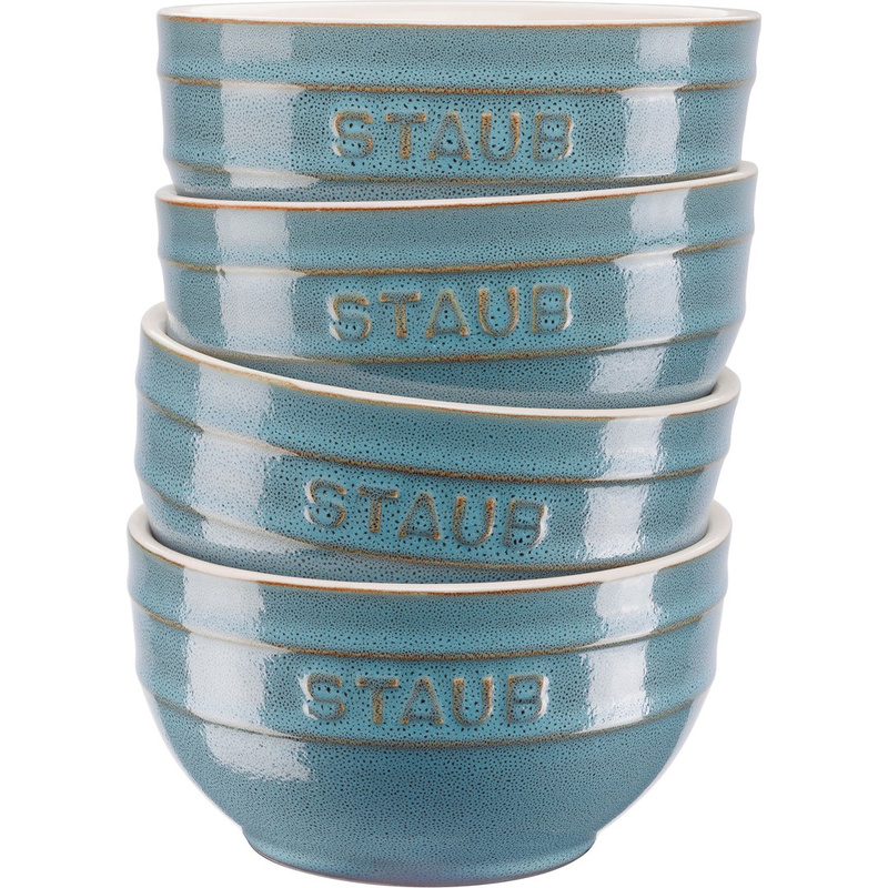Staub - zestaw 4 misek okrągłych 12 cm, antyczny turkusowy Serving