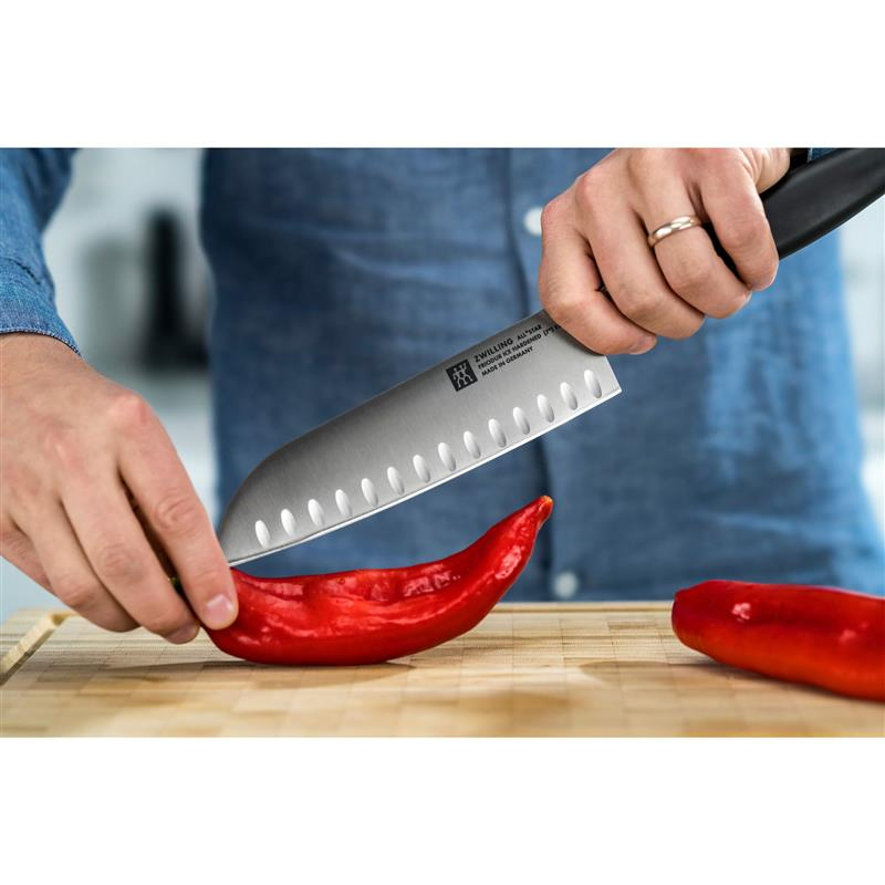 Zwilling - nóż Santoku z rowkami 18 cm czarny All * Star