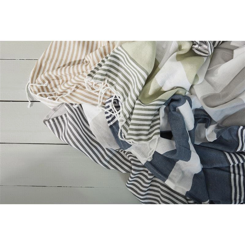 Sagaform - kocyk piknikowy lub ręcznik plażowy Ella Hamam, 145 x 250 cm, bawełna organiczna, szary Outdoor